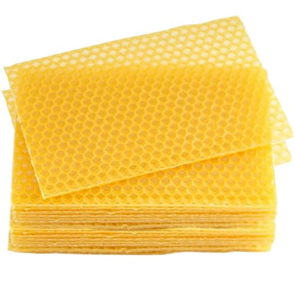 30Pcs 5.2x3.5'' Beeswax Sheets, Beeswax Sheets for Bee Frames, Natural Honeycomb, Candle Making Beekeeping Supplies, Bee Hive Frames and Wax Foundations