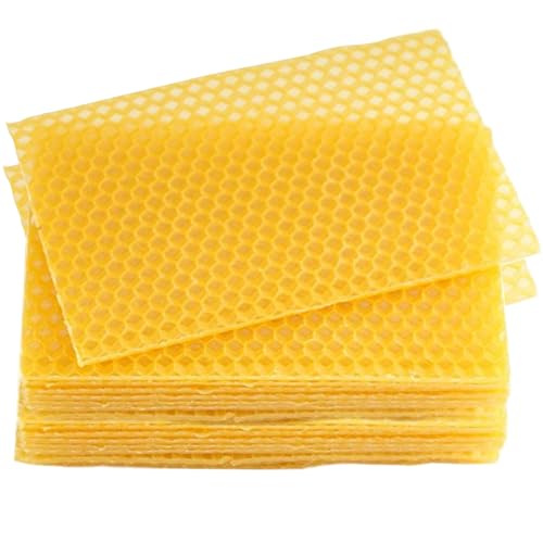30Pcs 5.2x3.5'' Beeswax Sheets, Beeswax Sheets for Bee Frames, Natural Honeycomb, Candle Making Beekeeping Supplies, Bee Hive Frames and Wax Foundations