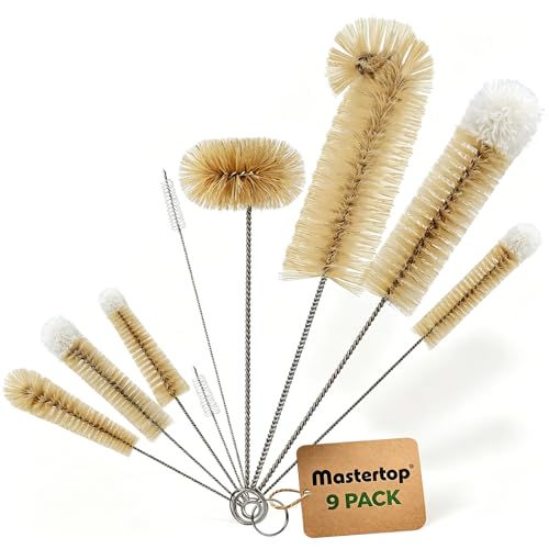 MASTERTOP 9 Pieces Bottle Brush Set - Long Water Bottle and Straw Brush Cleaning Set BPA Free Bottle Cleaner Brush for Baby Bottle Pipes Coffee Grinder Teapot Narrow Neck Wide Mouth Water Bottles