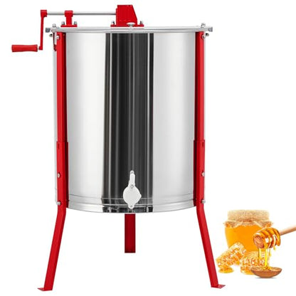 Large 4 Frame Manual Honey Extractor, Stainless Steel Beekeeping Equipment with Adjustable Legs & Clear View Lid, Food Grade Honey Spinner for Beekeepers