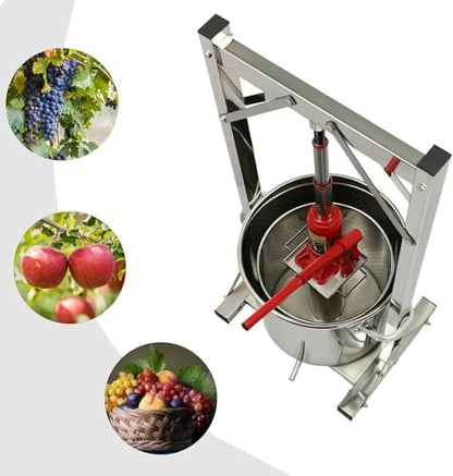 22L/5.8GAL Capacity Master Fruit Apple Cider Wine Manual Press,Stainless Steel Cider Press with Hydraulic for Cider, Grape Wine Making Supplies and Equipment~/