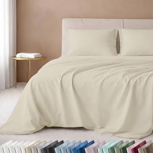 California Design Den Twin Sheet Set - 100% Cotton, Luxury 600 Thread Count Deep Pocket Twin Sheets, Soft Durable Bedding with Sateen Weave - Cream (Warm Ivory) - color: 05 - Cream (Warm Ivory), size: Twin