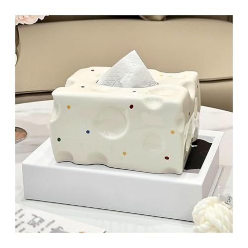 Modern Tissue Holder Ceramic Cheese Box Lid Home Decoration Food-Themed Desktop Storage Tabletop