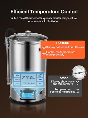 FOHERE All-in-One Electric Brewing System (9.2 Gal/35L), Stainless Steel Home Beer Brewer, Mash & Boil Pot with 7-Step Programmable & 10 Recipe Memory