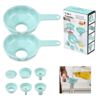 Wide Mouth Funnel, Food Grade Plastic Canning Funnel Set with 4 Size Spouts and Strainers for Bottles, Spice Jars, Liquids, Powders and Kitchen Filling (14-Piece Funnel Set) - color: 14-Piece Funnel Set