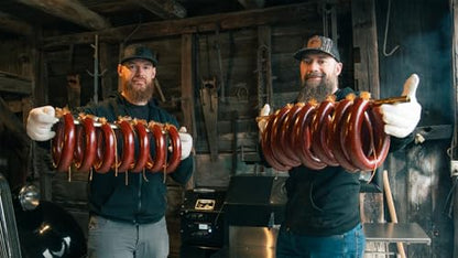 Bearded Butchers Jalapeño Cheddar Ring Bologna DIY Kit – Spicy, Jalapeño Cheddar Flavor – Includes Salt & Pepper, Casings, Curing Salt, Encapsulated Citric Acid, Dried Minced Garlic, Hickory Smoke Powder, Jalapeño Flakes and Powder, and High-Temp Cheddar