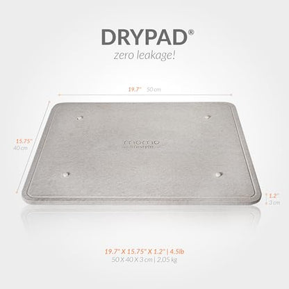 Momo Lifestyle DryPad® Large Stone Dish Drying Mat 19.7″ × 15.7″ Misty Gray — Ultra-Absorbent Diatomaceous-Earth Kitchen Counter & Dish-Rack Mat, Zero Rust, Premium Home Innovation