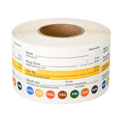 L LIKED Dissolvable Label Shelf Life for Food Rotation Use by Stickers 2 x 3 Inch Roll of 500 Labels