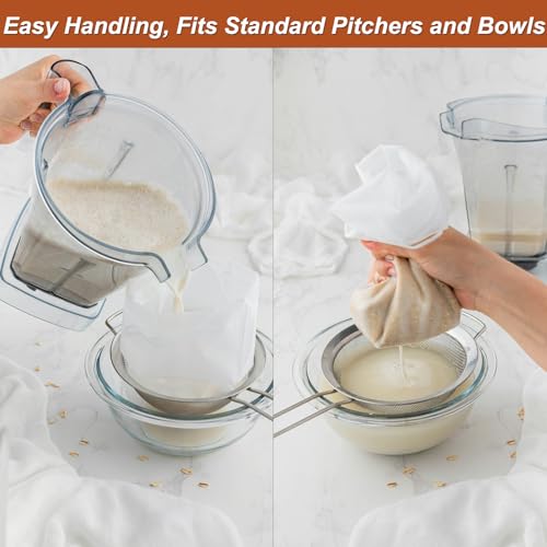 4 Pcs 12"x12" Nut Milk Bag, Strong Durable, Premium Ultra-Fine 200 Mesh Nylon CheeseCloth Bags for Straining, Reusable All Purpose Nut Bag Strainer for making Almond & Nut Milks, Cold Brew, Juicing - color: Premium Nylon - 4 Pcs