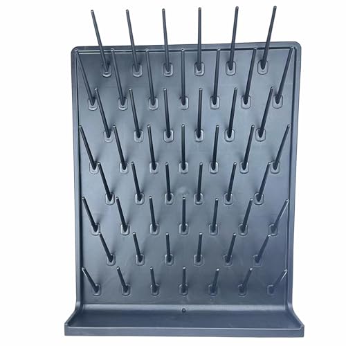 Lab Drying Rack, Black, 52 Pegs, PP | Laboratory Cabinets, Cleaning Frame, School Laboratory Utensils, Hidden Installation - color: Black, size: 52pegs