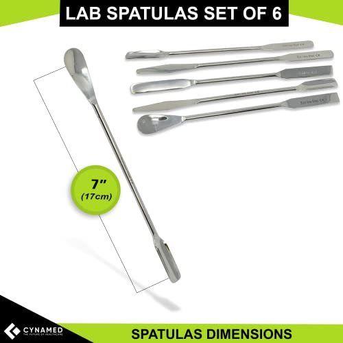 Cynamed Stainless Steel Double Ended Micro Lab Spatula Sampler Set of 6 - style: Type 1