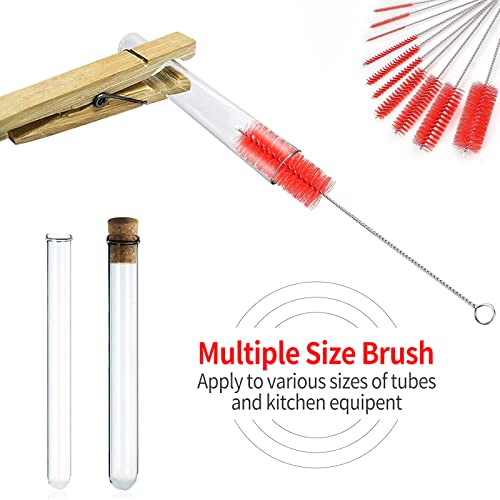 CiaraQ Bottle Cleaning Brushes, 8 Inch Nylon Tube Brush Set | Red Cleaner for Narrow Neck Bottles Cups with Hook, Set of 10pcs. - color: Red, size: 8.0 Inch (10pcs)