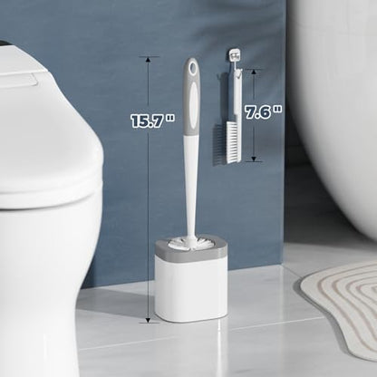 Holaloha Toilet Brush, 3 Pack Toilet Brush and Holder Set Bathroom Accessories, Toilet Bowl Brush and Holder with 3 Crevice Brush for Bathroom, Toilet Scrubber Brush (White) - color: White