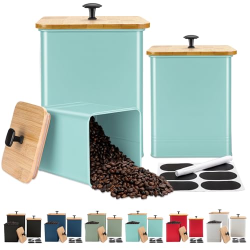 Kitchen Canisters Set of 3, Metal Flour Sugar Storage Containers with Airtight Lids-Canisters Sets for Kitchen with Customizable Chalkboard Labels & Marker Pen-Spice, Coffee Storage Jars(Blue) - color: Matte Blue