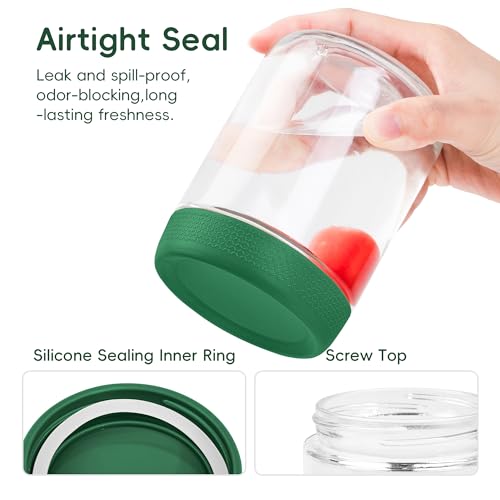 Gemice 6-Pack 16 oz Overnight Oats Containers with Lids and Silicone Sleeves, Glass Mason Jars with Airtight Lid, Dishwasher Safe, Wide Mouth Chia Seed Pudding Meal Prep Jar for Yogurt Berries Snack - color: Green, size: 16oz, 6-Pack