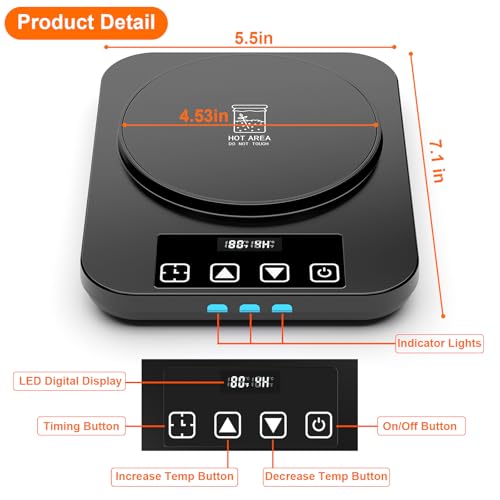 Sourdough Starter Warmer Mat - 24H Timer - Precise 1°F Thermostat Control (70-110°F) - Smart Memory Warming On/Off - Warming Heating Pad for Sour Dough Starter (Black) - color: Black