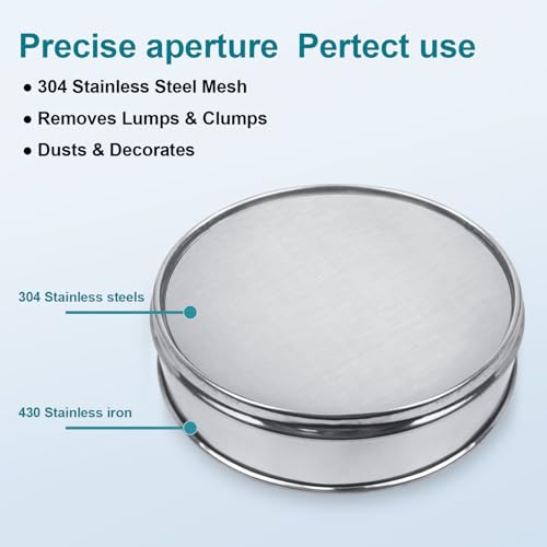 304 Stainless Steel Mesh Lab Sieve, 60 Mesh (0.3mm) Aperture Test Sieve, 7.9Inch(20cm) Diameter Economy Standard Analysis Sample Test Sieves for Industrial Laboratory Homes - size: 60Mesh(0.3mm)/Ф7.9in