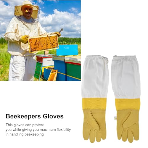 Beekeeping Gloves Durable Sheepskin Gloves with Extended Sleeves Beekeepers Safe XL