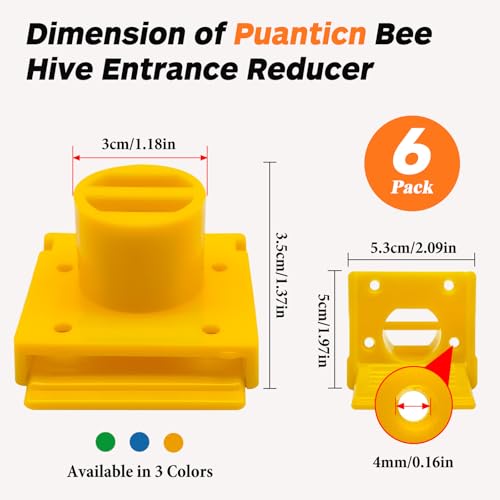 Bee Hive Entrance Reducer, 6 Pack Plastic Beehive Entrance Reducer, Yellow Portable Mouse Guard for Beehive,Bee Hive Ventilation,Beehive Travel Gate,Bee Hives Boxes Starter Kit, Beekeeping Supplies - color: Yellow-6pcs