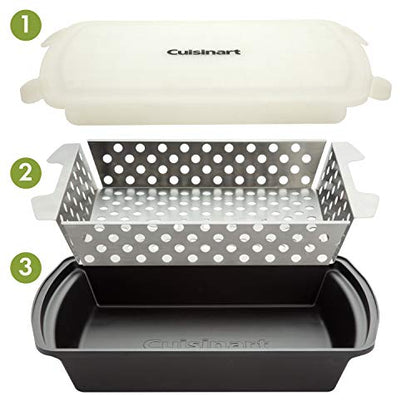 Cuisinart CMT-100 XL Collapsible Marinade Container, Black & CMT-200 Marinade Basket Set Grilling
