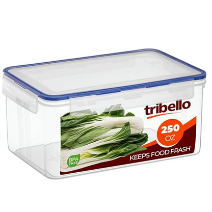 Tribello 250 oz Extra Large Airtight Food Storage Containers with SnapTight Lids – Clear, Stackable, BPA-Free Meal Prep Containers for Kitchen, Freezer & Pantry Storage - size: 250 OZ - 1 Pack