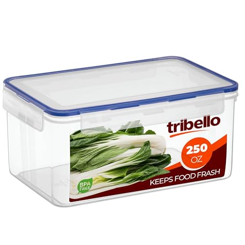 Tribello 250 oz Extra Large Airtight Food Storage Containers with SnapTight Lids – Clear, Stackable, BPA-Free Meal Prep Containers for Kitchen, Freezer & Pantry Storage - size: 250 OZ - 1 Pack