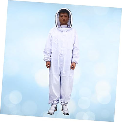 ORFOFE Professional Full Body Beekeeping Suit Keeper Suit Veil Hood XXL White