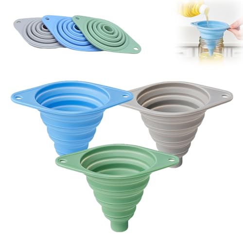 Kitchen Funnel Set 3 Pack, 2026 New Food Grade Silicone Collapsible Funnels, Space-Saving & Easy to Clean, Portable Small Funnels for Water Bottles & Liquid Transfer (3pcs) - color: 3pcs