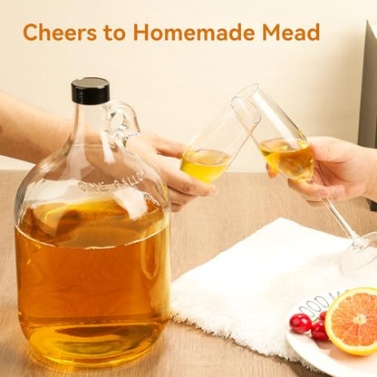 Mead Making Kit for Beginners - Complete Home Brewing Starter Set with Reusable Supplies, 1 Gallon Honey Wine Fermentation Jar with Yeast & Nutrients Airlock Stopper Hydrometer & Operation Guide - size: 1 Gallon Kit
