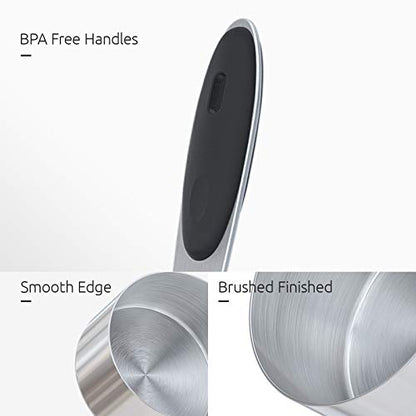 Measuring Cups : U-Taste 18/8 Stainless Steel Measuring Cups and Spoons Set of 10 Piece, Upgraded Thickness Handle(Black) - color: Black