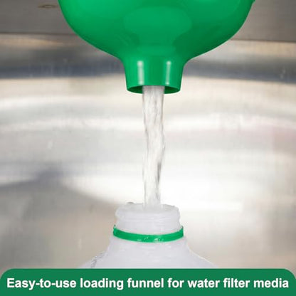 Vesici 2 Pack Extra Large Wide Mouth Funnel 2.5" x 10" Multi Purpose Filling Funnel Plastic Reusable for Water Softener Resin Tanks Carbon Media Jar Filling Use (Green) - color: Green