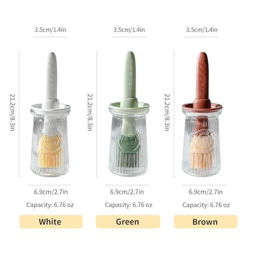 Oil Dispenser with Brush - Glass Olive Oil Dispenser for Kitchen, 3 IN 1 Oil Dispenser Bottle with Silicone Basting Brush for Cooking Vinegar Sauce BBQ Grill Frying (Brown) - color: Brown, style: 1 Pack