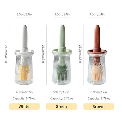 Oil Dispenser with Brush - Glass Olive Oil Dispenser for Kitchen, 3 IN 1 Oil Dispenser Bottle with Silicone Basting Brush for Cooking Vinegar Sauce BBQ Grill Frying (Brown) - color: Brown, style: 1 Pack