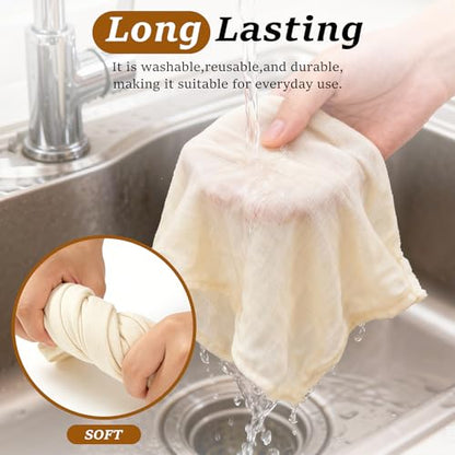 12PCS Reusable Cheese Cloths, Organic Cotton Cheese Cloths 20x20 inches, Suitable For Filtering, With Edges, Cheese-Making, Juicing, Baking and Turkey Cooking.