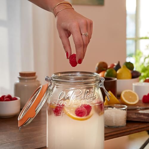 Le Parfait Super Jar 3L (96oz) French Glass Preserving Jar w/Airtight Rubber Seal & Wire Bail Closure - BPA-Free Canning Jar for Pickles, Fruit, Sauce& Food Storage - Made in France Since 1930 3PK/CP - color: 96oz (Set/3 CP)