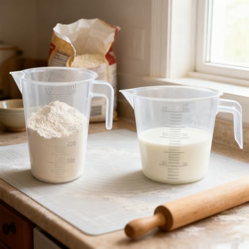 Multi-Purpose Measuring Cup Set - 1/2 Cup BPA-Free Unbreakable Plastic - Stackable Dishwasher Safe - Liquid/Solid Measurement - Kitchen Essential - size: 2-Piece Set (1/2-Cup)