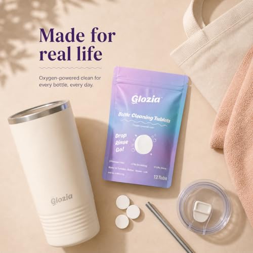 Water Bottle Cleaner Tablets for Tumblers & Travel Mugs, 12 Count | Water Bottle Cleaner, For Insulated Cups & Travel Mugs, Removes Coffee Stains & Odor, Bleach-Free Fizzy Formula