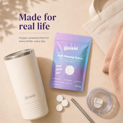 Water Bottle Cleaner Tablets for Tumblers & Travel Mugs, 12 Count | Water Bottle Cleaner, For Insulated Cups & Travel Mugs, Removes Coffee Stains & Odor, Bleach-Free Fizzy Formula