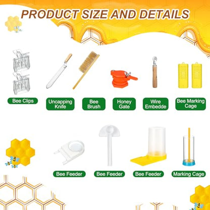 30 Pcs Beekeeping Supplies Beehive Equipment Beekeeping Starter Kit Bee Keeper Supplies All with Jacket Beehive Kit Bee Smoker Uncapping Tool for Beginners Professional Beekeepers(Large) - size: Large