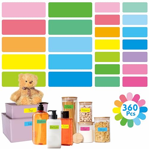 360 PCS Removable Labels, 14 Colors Self-Adhesive Rectangular Stickers Water/Oil/Tear Resistant with Perforation Line for Food Containers Kitchen Restaurant Storage Organization (8 Sheets, 2 Sizes) - color: Style 2