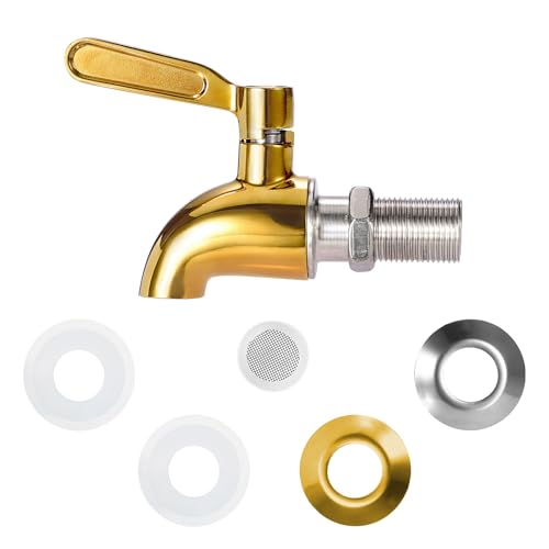 BTSKY Stainless Steel Beverage Dispenser Replacement Spigot Fits 16mm（5/8 inch）Opening - No Lead Dispenser Replacement Faucet, Polished Finish, Gold-2 Pack - color: Gold-2 Pack