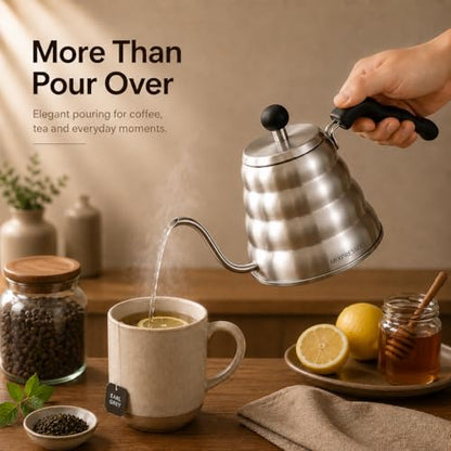 Mixpresso Gooseneck Pour Over Coffee Kettle, Barista Pour Control Design, Ideal for Coffee and Tea, High-Grade Stainless Steel 1.2 Liter 40 Oz, Induction Cooker Stovetop Kettle Stainless Steel - color: Stainless Steel