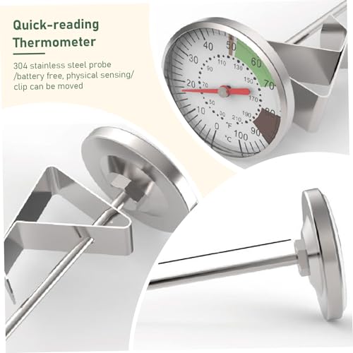 Milk Thermometer for Steaming Milk 2 Inch Dial Stainless Steel Candy Thermometer with Pot Clip Protective Sleeve Coffee Chocolate Cappuccino - for Steaming
