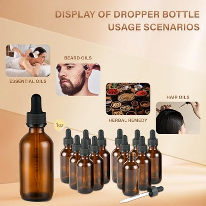 NOOEEISS 12 Pcs, 2oz Dropper Bottle, Amber Glass Eye Dropper Bottle, Tincture Bottles with Dropper, Leak-Proof Design, Stronger Suction, for All Kinds of Mixed Liquids - color: Amber, size: 2oz-12Pack