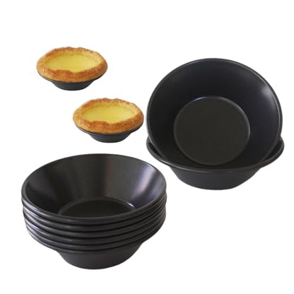 8 Pack Egg Tart Molds, 3 Inch Carbon Steel Tart Pans, Reusable Cake Baking Tin for Pies, Tartlet, Quiches, Pastel de Nata - Black - color: Black