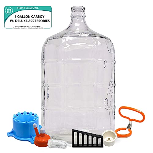 Home Brew Ohio 5 Gallon Glass Carboy with Deluxe Accessories