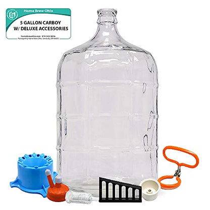Home Brew Ohio 5 Gallon Glass Carboy with Deluxe Accessories