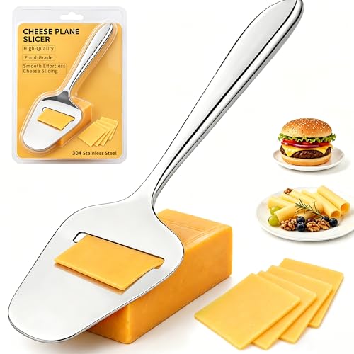 TOPULORS Premium Stainless Steel Cheese Slicer, Nonstick Cheese Plane Shaver for Even Slices, Handheld Spatula Cheese Cutter for Block Cheese Semi-Soft & Semi-Hard, Daily Kitchen Use, Dishwasher Safe