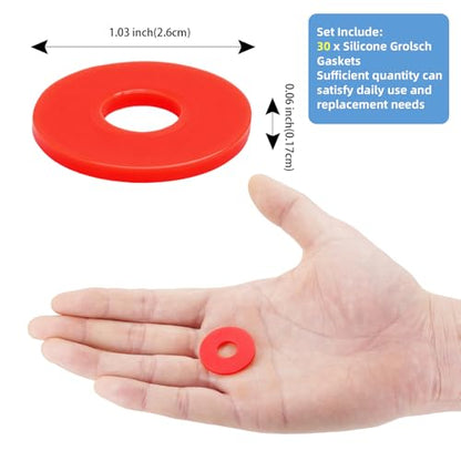 30Pcs Dopamine color Silicone Gaskets Washers Seals for Cap Swing Flip Top Bottle for Home Brew Beer Soda Bottle Sealing(flat,no cover) (Red) - color: Red