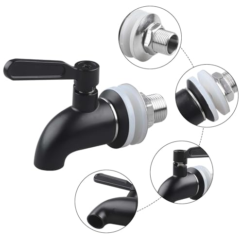 Stainless Steel Spigot Modern Black Beverage Dispenser Spigot Food Grade Metal Spot for Drink Dispenser by MUGLIO - color: Black